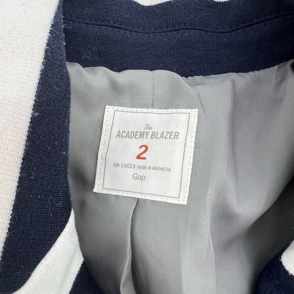 GAP Academy Blazer, Navy & White Stripes, Knit, Fully Lined, Size 2 - Picture 3 of 4